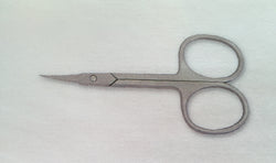 EKS cuticle scissors stainless steel curved blades.